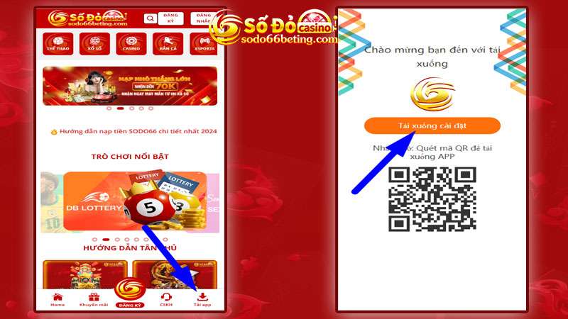 Bước 1 và bước 2 tải app Sodo66 về máy android
