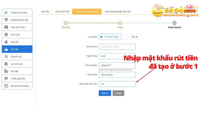 Thêm thông tin tài khoản ngân hàng