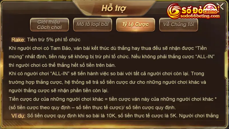 Tỷ lệ cược trong Liêng Online
